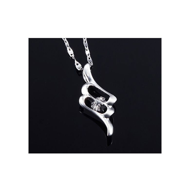 Pendentif byzantin - Fleur diamantée - Pendentif or blanc - 5