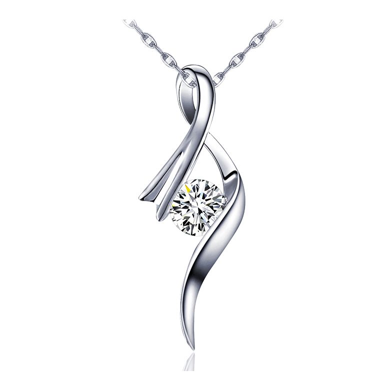 Pendentif byzantin - Ruban torsadé - Or blanc, diamant 0.20ct - 1