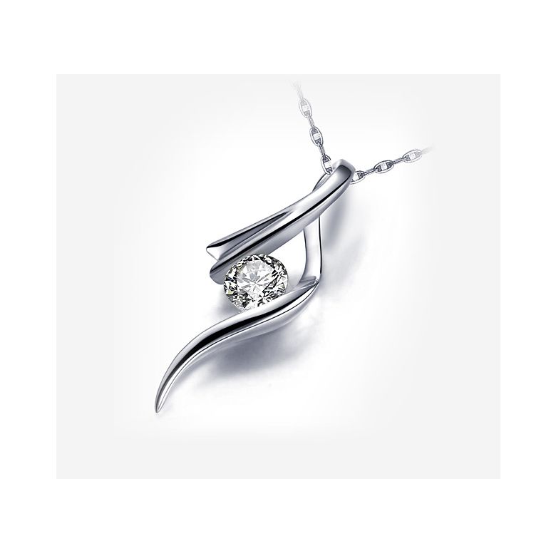 Pendentif byzantin - Ruban torsadé - Or blanc, diamant 0.20ct - 3