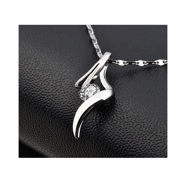 Pendentif byzantin - Ruban torsadé - Or blanc, diamant 0.20ct - 4