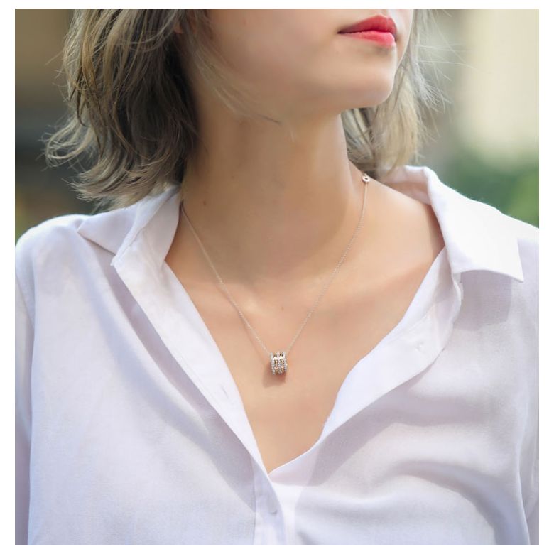Pendentif mon Chou. Cylindre Or blanc et Diamants - 2