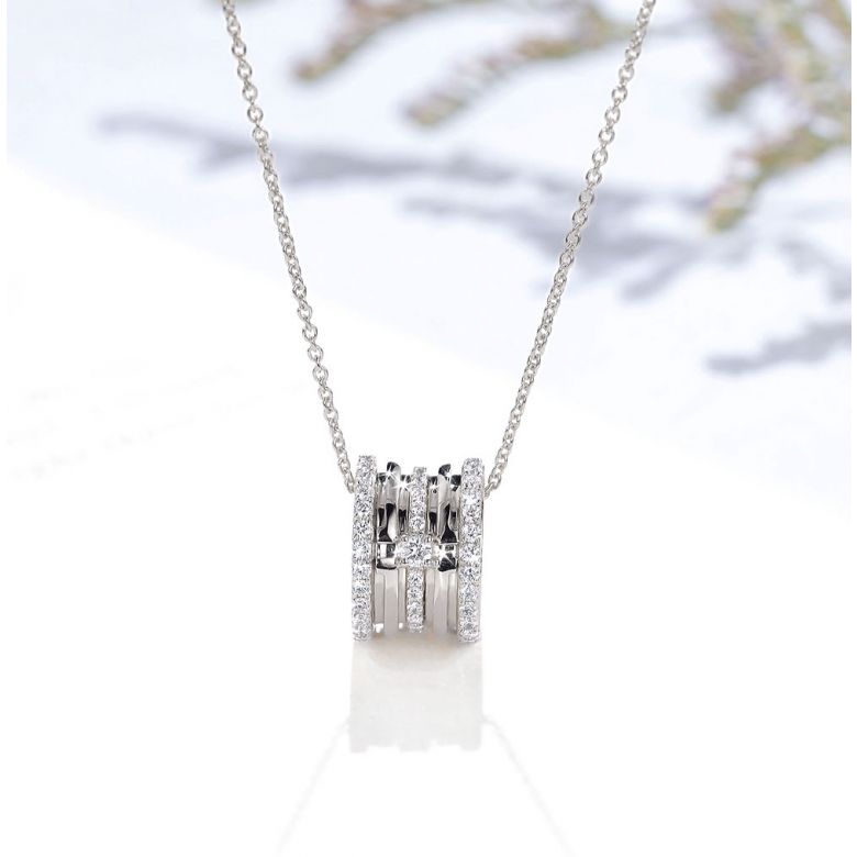 Pendentif mon Chou. Cylindre Or blanc et Diamants - 5