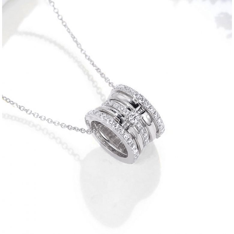 Pendentif mon Chou. Cylindre Or blanc et Diamants - 3