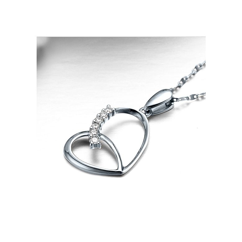 Pendentif coeur de  papillon - Or blanc, diamants - 2