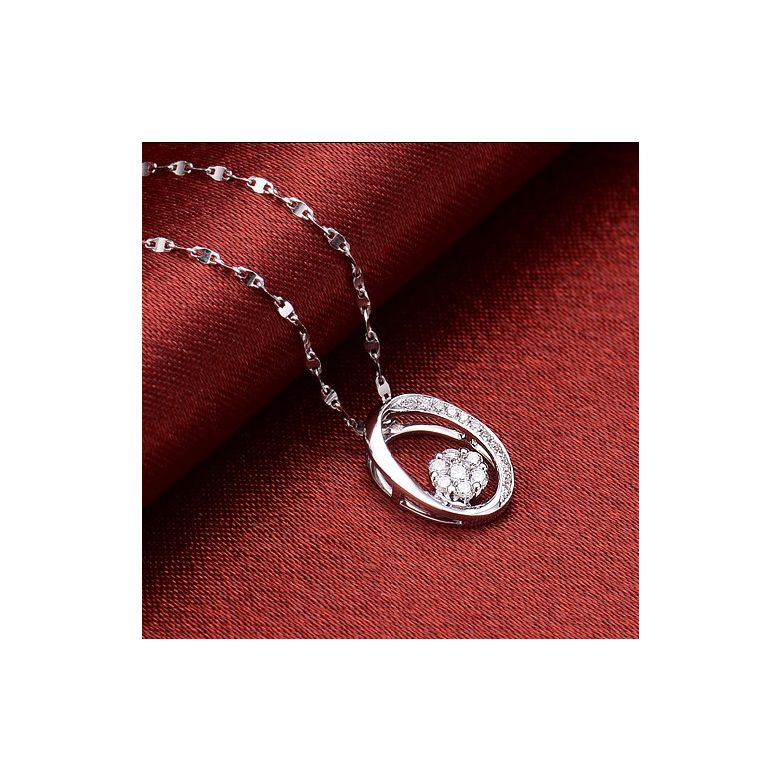 Pendentif O - Fleur préservée - Or blanc, diamants 0.19ct - 3