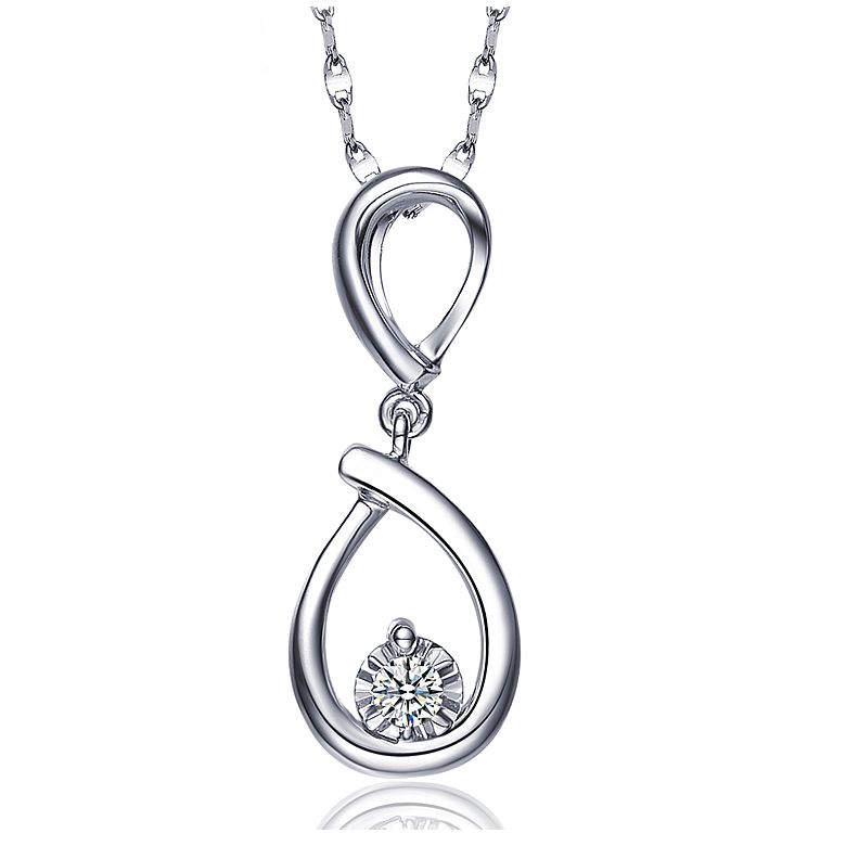 Pendentif lasso en or blanc et diamant - Attrape moi si tu m'aimes - 1