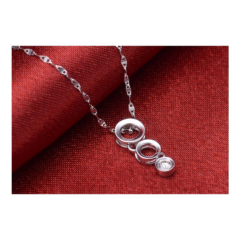 Pendentif contemporain or blanc en O - Diamant serti clos de 0.10ct - 3
