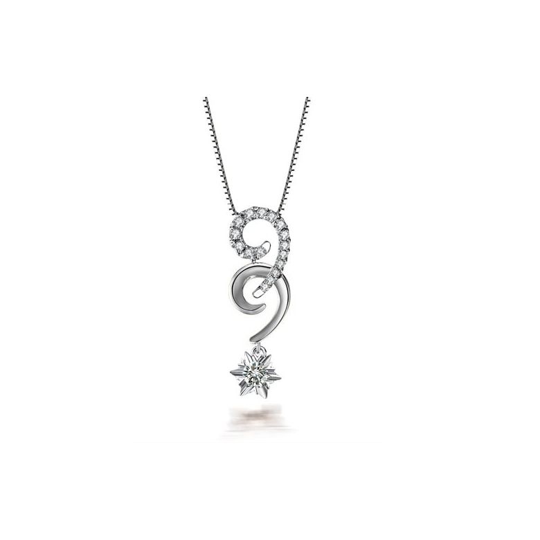 Pendentif 99 - Or blanc - Diamants 0.25ct - 1