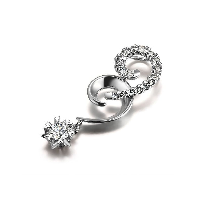 Pendentif 99 - Or blanc - Diamants 0.25ct - 2