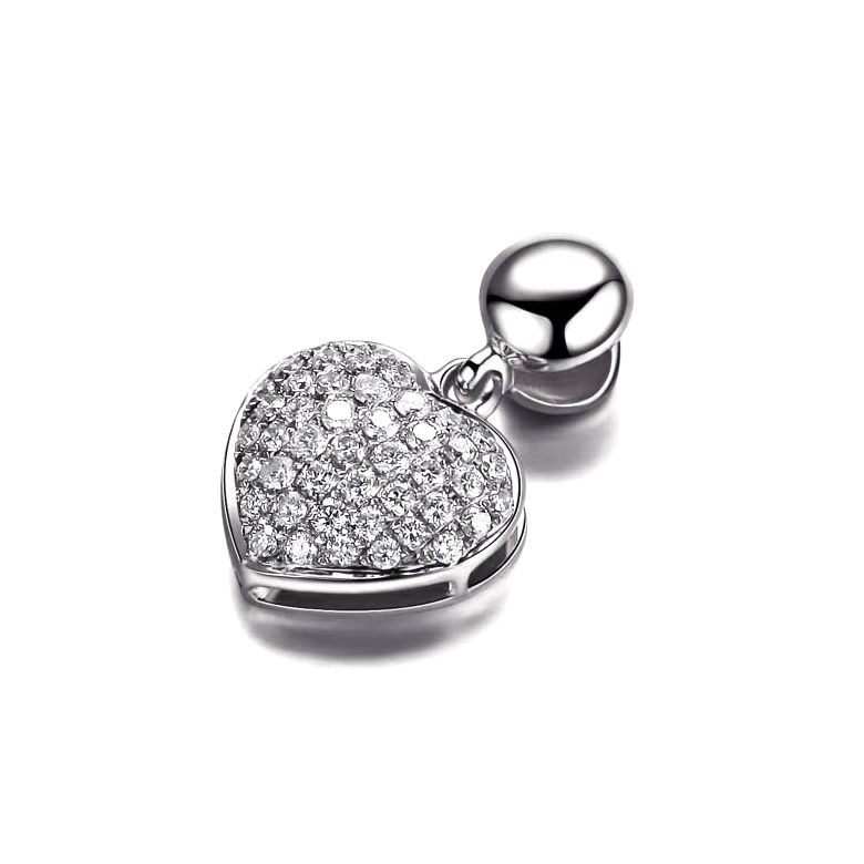 Pendentif coeur pavé de diamants - Or blanc et diamants 0.23ct - 3