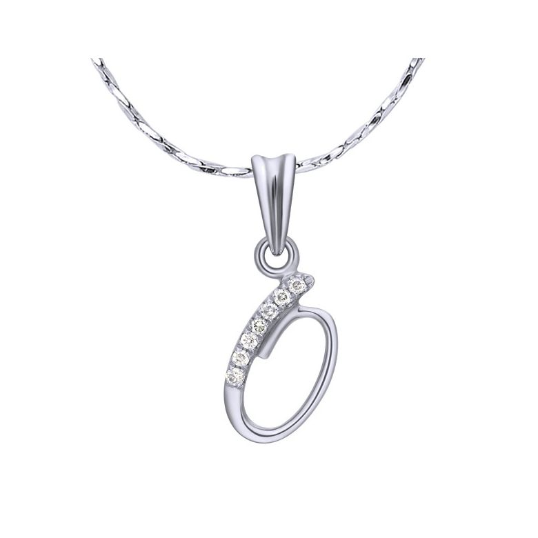 Pendentif chiffre 0 - Or blanc 18cts et diamants 0.035ct - 1