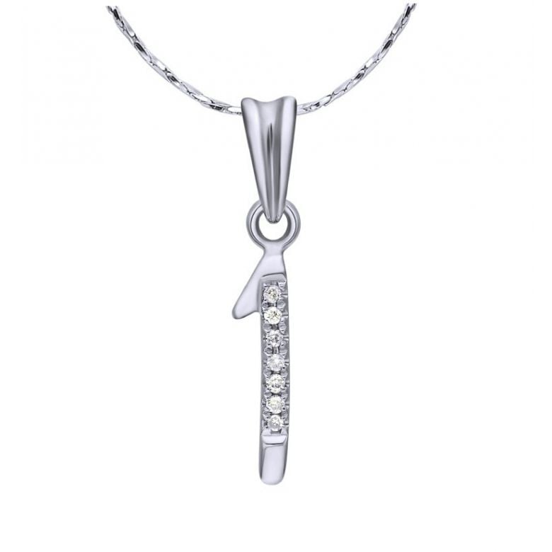 Pendentif chiffre 1 - Or blanc 18cts - Diamants 0.035ct - 1