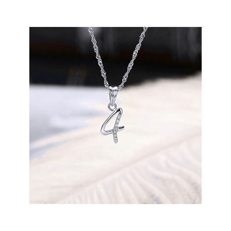 Pendentif chiffre 4 - Or blanc 18cts - Diamants 0.015ct - 3