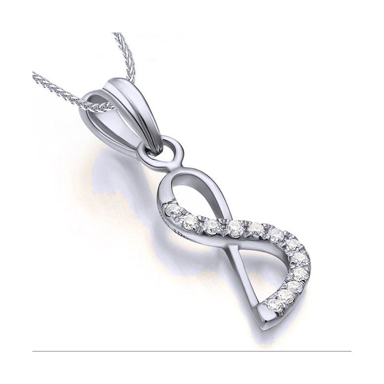 Pendentif chiffre 8 - Or blanc 18cts - Diamants 0.024ct - 2