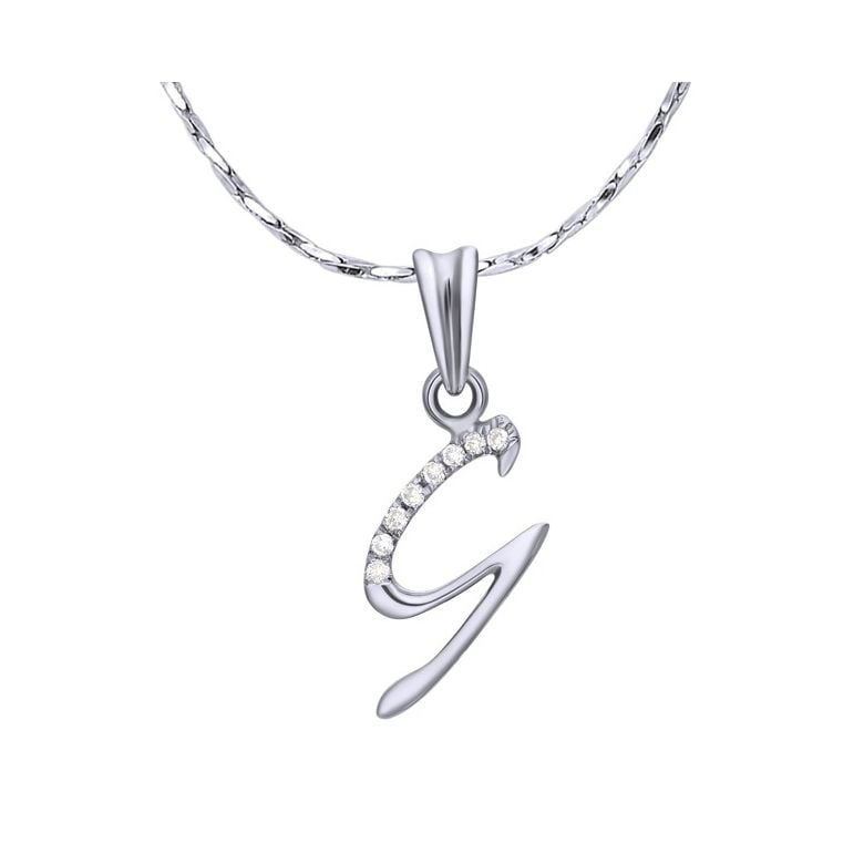 Pendentif chiffre 9 - Or blanc 18cts - Diamants 0.016ct - 1