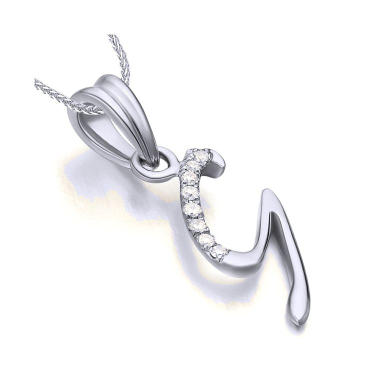 Pendentif chiffre 9 - Or blanc 18cts - Diamants 0.016ct - 2