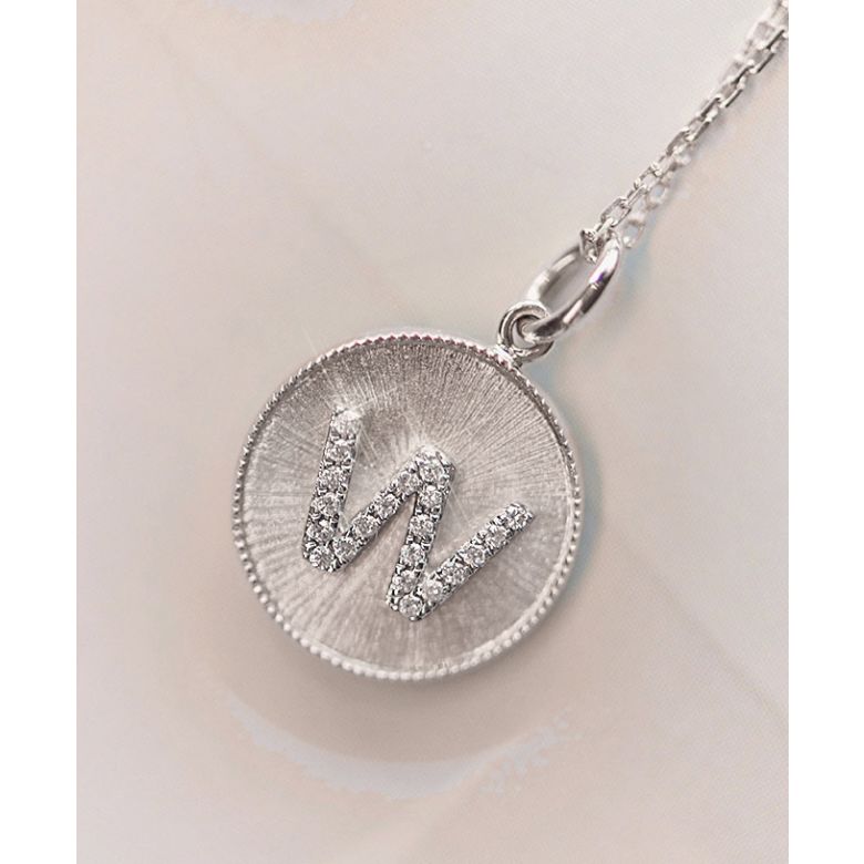 Pendentif Lettre de l'Alphabet - Vos initiales diamantées autour du cou or blanc - 8