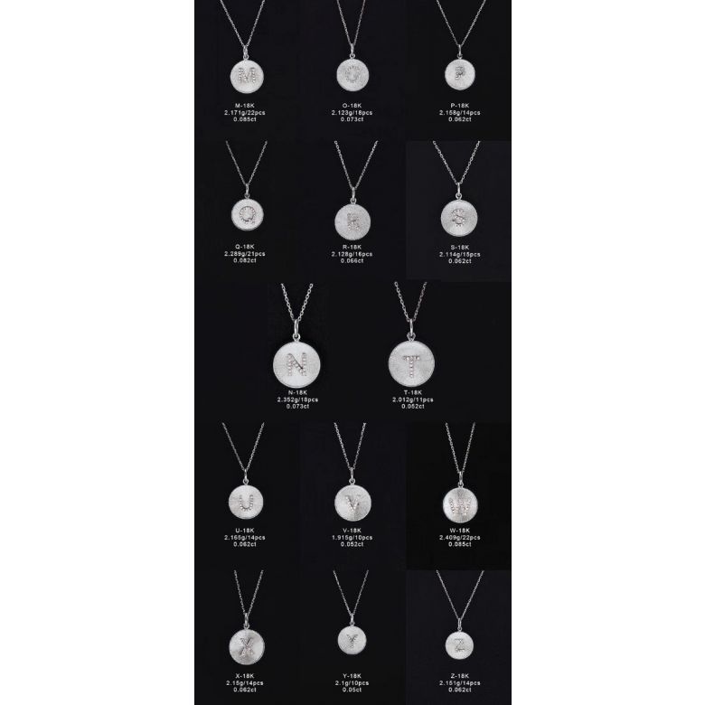Pendentif Lettre de l'Alphabet - Vos initiales diamantées autour du cou or blanc - 23