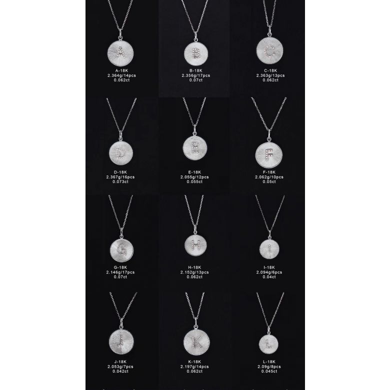 Pendentif Lettre de l'Alphabet - Vos initiales diamantées autour du cou or blanc - 24