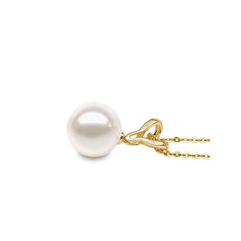 Pendentif bélière entrelacée or jaune - Perle de Chine blanche - 6