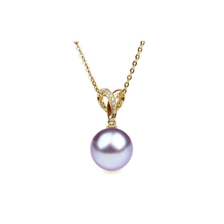 Pendentif bélière entrelacée or jaune - Perle de Chine blanche - 10