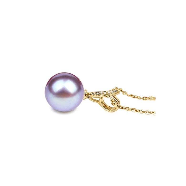 Pendentif bélière entrelacée or jaune - Perle de Chine blanche - 11
