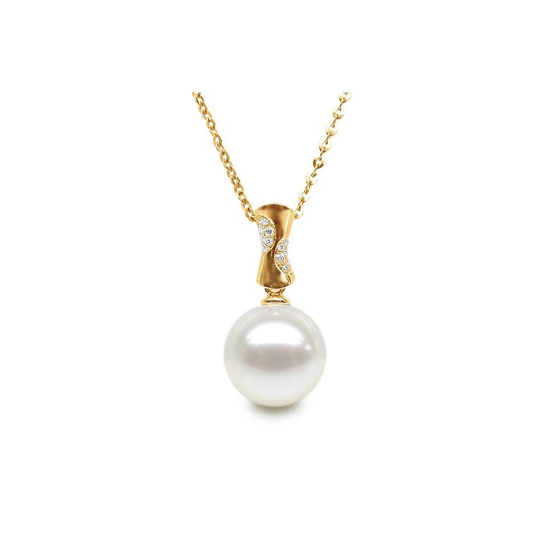 Pendentif t'es à croquer - Or jaune, perle de culture blanche - 1