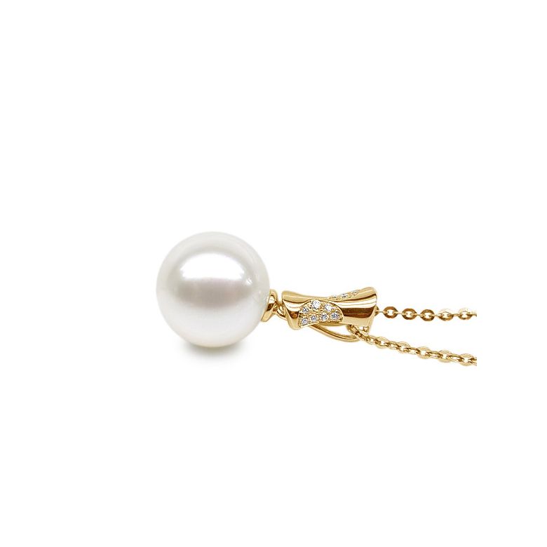 Pendentif t'es à croquer - Or jaune, perle de culture blanche - 3