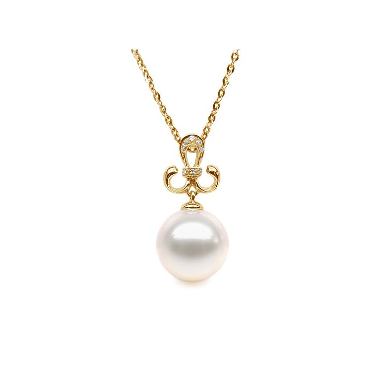 Pendentif armoiries noblesse - Or jaune, diamants - Perle blanche - 1