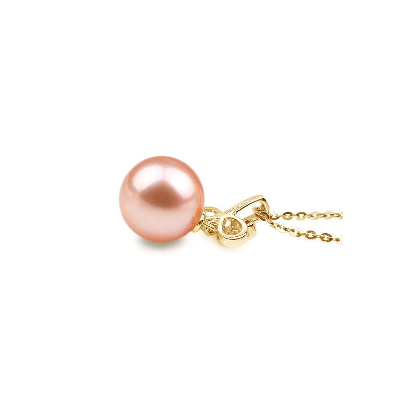 Pendentif brindille perle de culture - Or jaune, diamant serti clos - 4