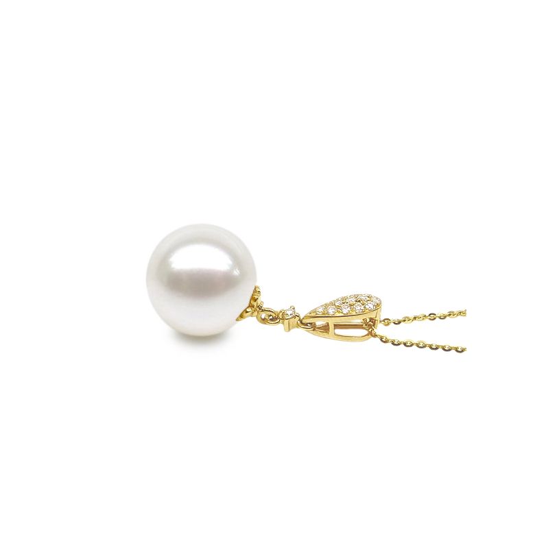 Pendentif goutte diamantée - Perle d'eau douce Chine - Or jaune - 3