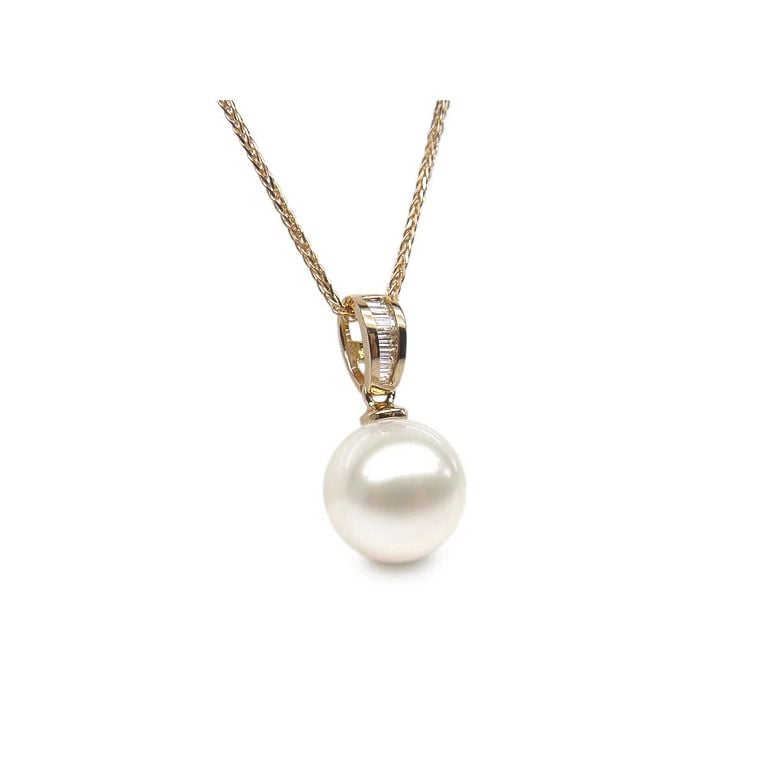 Pendentif perle diamants rails - Or jaune - 2