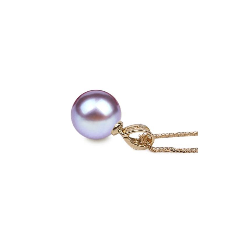 Pendentif perle diamants rails - Or jaune - 8