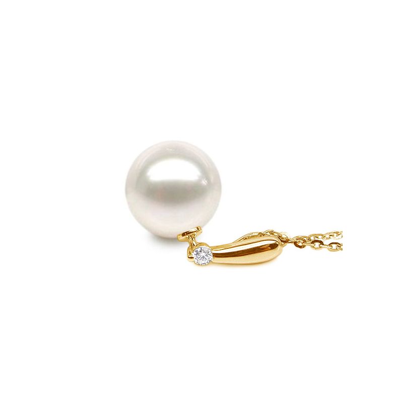 Pendentif Hainan or jaune et perle - En forme de tige - Diamant - 4