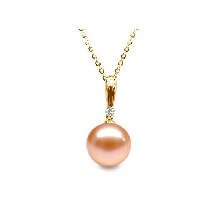 Pendentif Hainan or jaune et perle - En forme de tige - Diamant - 7
