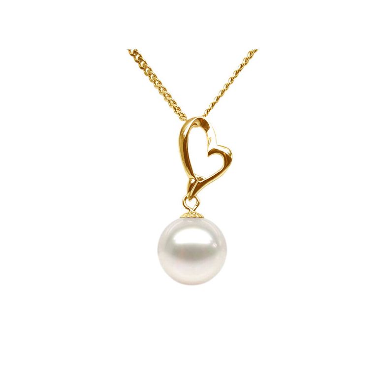 Pendentif cœur de Cupidon or jaune - Perle de culture - 1