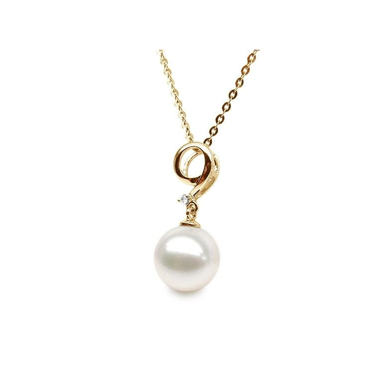 Pendentif nombre 9 - Or jaune et perle de culture - Diamant serti - 2