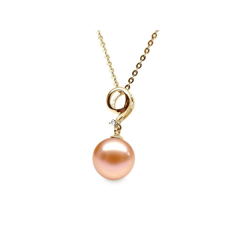 Pendentif nombre 9 - Or jaune et perle de culture - Diamant serti - 6