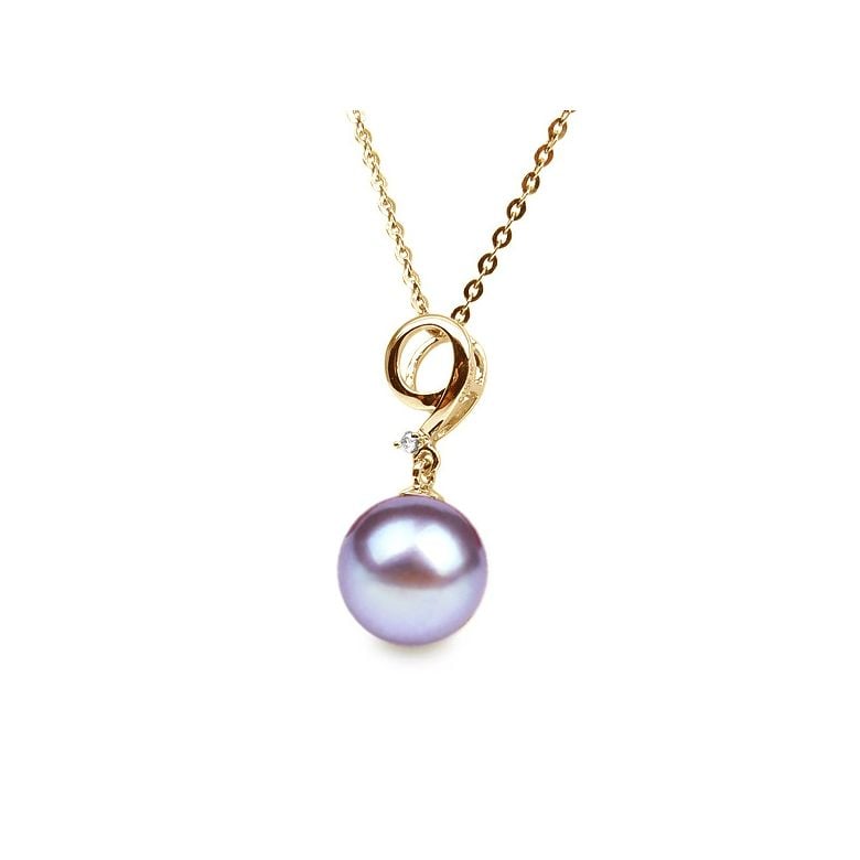 Pendentif nombre 9 - Or jaune et perle de culture - Diamant serti - 8