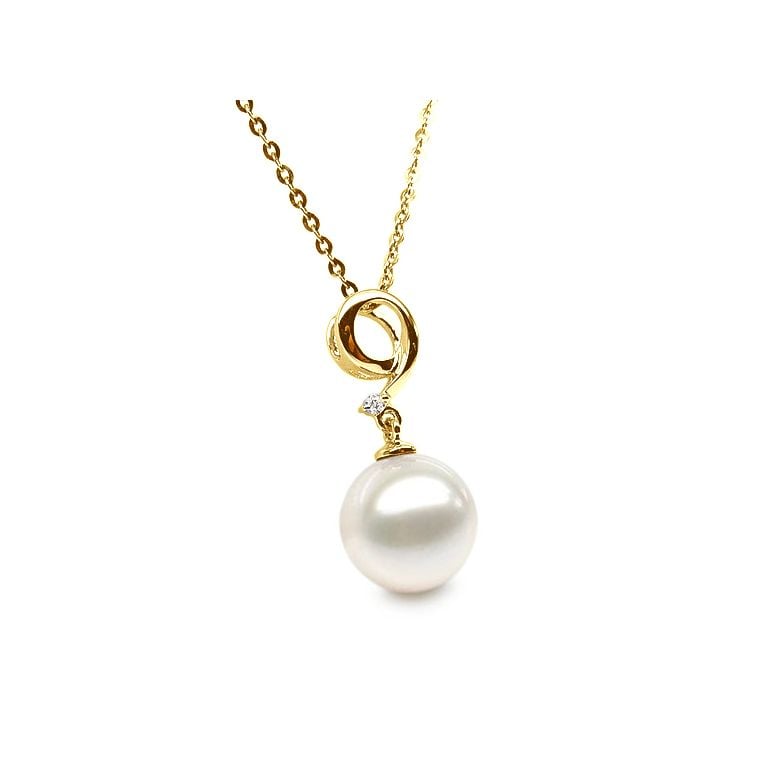 Pendentif nombre 9 - Or jaune et perle de culture - Diamant serti - 3