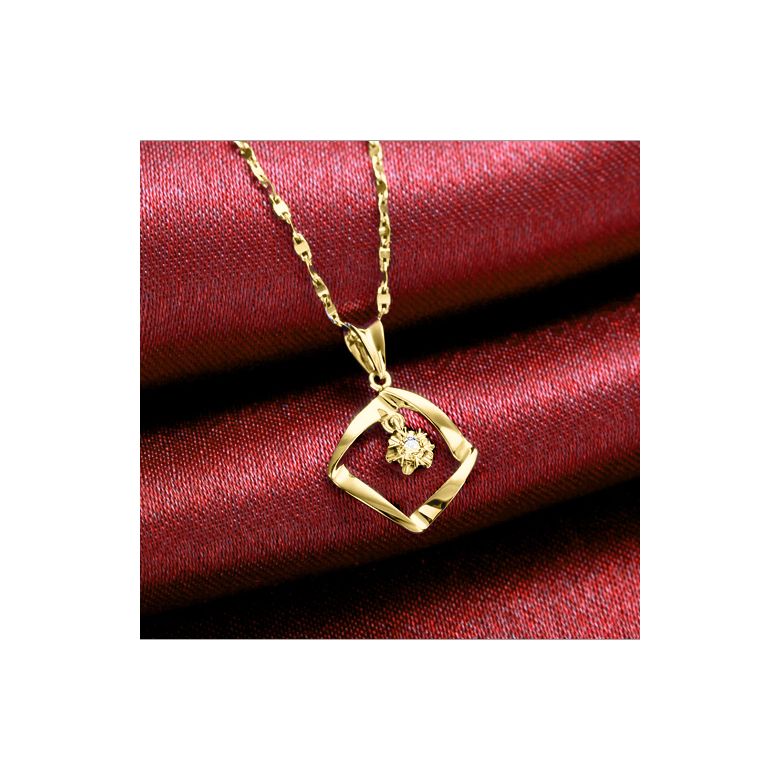 Pendentif diamant or jaune carrelet incurvé - Diamant solitaire - 4