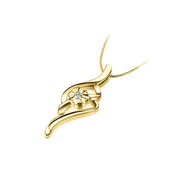 Pendentif byzantin - Fleur diamantée - Pendentif or jaune - 3