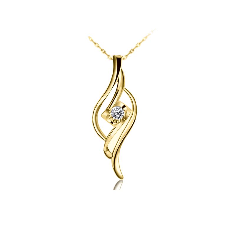 Pendentif Byzantin - Solitaire or jaune - Diamant demi-clos 0.08ct - 1