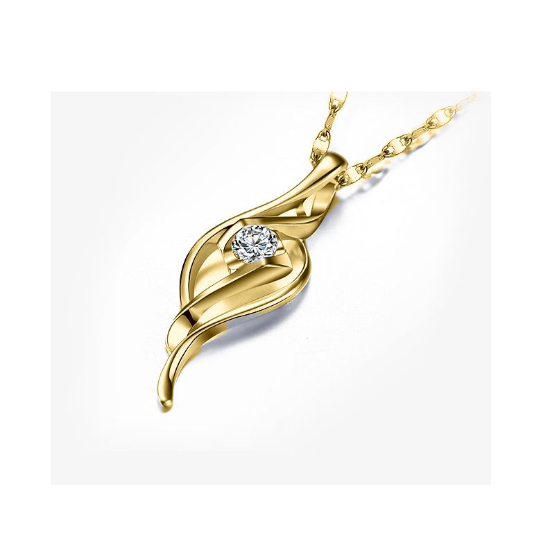 Pendentif Byzantin - Solitaire or jaune - Diamant demi-clos 0.08ct - 3