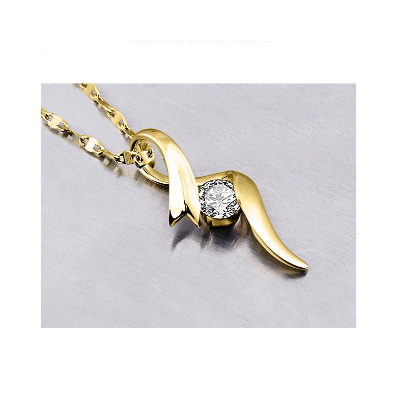 Pendentif byzantin - Ruban torsadé - Or jaune, diamant 0.20ct - 2