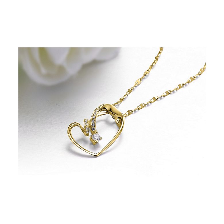 Pendentif coeur - Aile de papillon - Diamants, or jaune - 2
