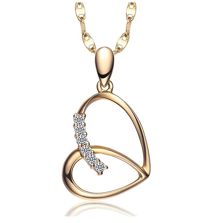 Pendentif coeur de papillon - Or jaune, diamants - 1