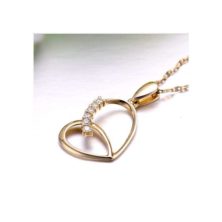 Pendentif coeur de papillon - Or jaune, diamants - 2