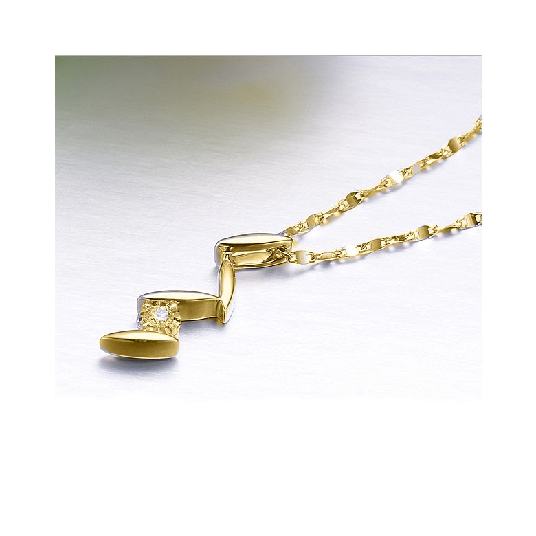 Pendentif diamant or jaune - Pétales stylisés fleur de chrysanthème - 2