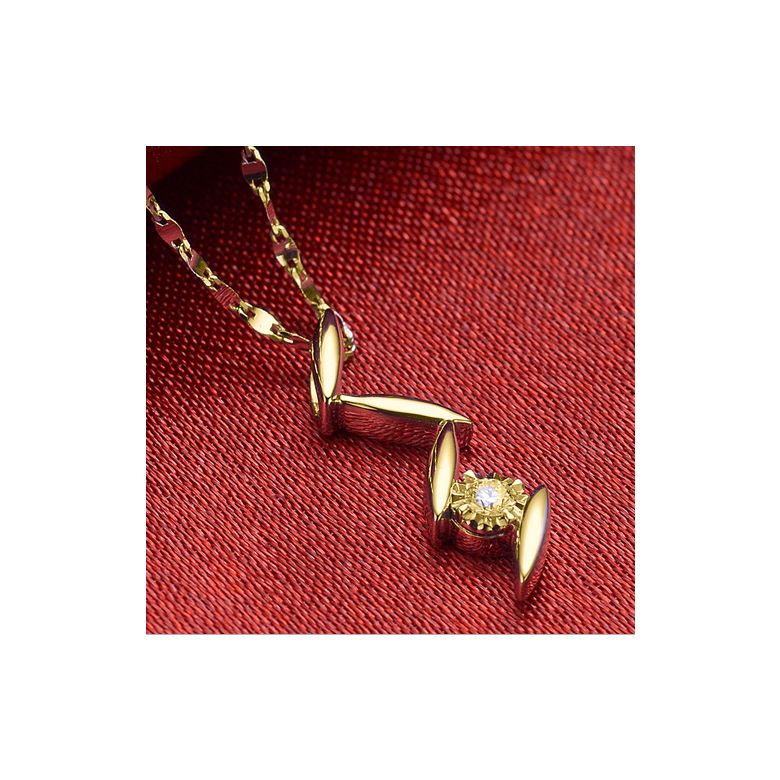 Pendentif diamant or jaune - Pétales stylisés fleur de chrysanthème - 4